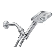 Moen Genta Handheld Shower Head, Chrome, 3 Spray Settings, 4 in. Square Sprayface, 60 in. Hose, WaterSense Certified, 25017
