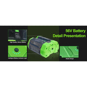 BOTKK BA2800T 5.0Ah 56V Lithium Power Tool Battery with Fuel Gauge, 5000mAh Capacity, Compatible with Ego Power Tools