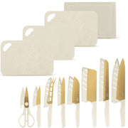 Thyme & Table 20-Piece Knife Set, Stainless Steel Blades, Ergonomic Blue or Taupe Handles, Includes Kitchen Shears and Cutting Board