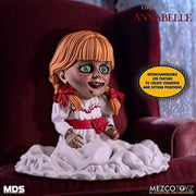 Mezco Toyz Annabelle Comes Home Designer Series Doll, 6-Inch, 7 Points of Articulation, Interchangeable Legs, White Dress with Red Ribbon, Collector-Friendly Window Box