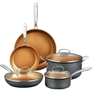Gotham Steel 8294 Pro Pots and Pans 8 Piece Non Stick Aluminum Cookware Set, Stainless steel
