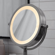 Jerdon Lighted Tabletop Makeup Mirror with 10X and 1X Magnification, Black Satin Finish, 8.5-Inch Diameter, Multiple LED Light Settings, JS8510BBK