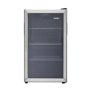 Galanz Beverage Refrigerator, 116 Can Capacity, Stainless Steel Glass Door, Digital Temperature Control, LED Lighting, 3 Adjustable Shelves, Freestanding Mini Fridge, GLB36S2CS