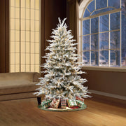 Holiday Time 7.5' Pre-Lit Royal Cedar Green Flocked Artificial Christmas Tree with Warm White LED Lights