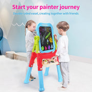 Beefunni Easel, Drawing Board Magnetic Art Easel, Adjustable Standing Art Easel Gifts (Blue)
