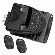 RVLock V4.0 Keyless Handle for RV Doors, Corrosion-Resistant Metal, Backlit 8-Digit Keypad, Includes 2 Remote Fobs and 2 Laser-Cut Keys, Black