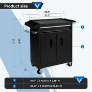 Steelite AZ7052 26-Inch Tool Chest & Storage Cabinet, 5 Drawers Rolling Tool Chest with Detachable Top Tool Box, Black