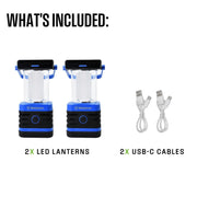 Westinghouse Camping LED Lantern, Solar Rechargeable, 1000 Lumens, Multicolor, 2 Pack, 18653600458