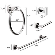 MARMOLUX ACC Bathroom Hardware Set, 4-Piece SUS 304 Stainless Steel Towel Racks with Polished Chrome Mirror Finish, Hand Towel Ring, Toilet Paper Holder, Towel Hook, Towel Bar, MA-S911-4PC