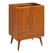 MCM Teak Vanity - 24x21.4x34 - 2 Doors w/soft close hinges - 1 Drawer w/undermount drawer slides-leveler feet - Brass Hardware - Natural Teak