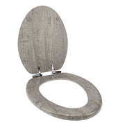 Home Solutions Elongated Distressed Gray Wood Veneer Toilet Seat with Slow Close Lid and Chrome-Plated Hinges, 11718