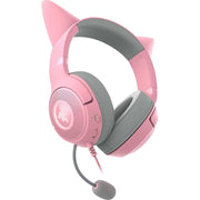 Razer RZ04-04730100-R3U1 Kraken Kitty V2 USB Wired RGB Headset: Chroma Kitty Ears - Stream Reactive Lighting - HyperClear Cardioid Mic - Triforce 40 mm Drivers - 7.1 Surround Sound - Quartz Pink