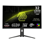 MSI MAG 321CUPDF 32-Inch Curved Gaming Monitor, 4K UHD 3840 x 2160, Dual Frequency 160Hz UHD / 320Hz FHD, Rapid VA Panel, 0.5ms Response Time, Adaptive Sync, HDMI, DisplayPort, USB-C, VESA Mountable, Adjustable Stand, Black