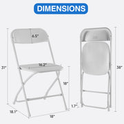 edx 4-Pack Folding Chair, Indoor, White, Foam Cushion, Iron Frame with PVC Finish, Stackable, Lightweight, Triangular Support Design