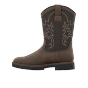 Lugz Cowboss Western Steel Toe Work Boots, Dark Brown, Square Toe, Pull-On, Size 11