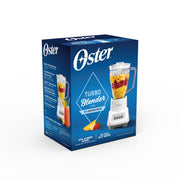 Oster Turbo Countertop Blender, 750W Motor, 54 oz BPA-Free Plastic Jar, Stainless Steel Blades, 5-Speed, White, 2254504