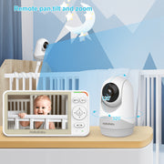 HelloBaby HB6256-M Video Baby Monitor, 5.0-Inch IPS LCD Screen, Remote Pan Tilt Zoom, 2.4GHz FHSS Wireless, Infrared Night Vision, Two-Way Audio, Room Temperature Display, Lullaby Player, White