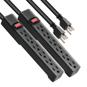 Hyper Tough 10630LBFP Indoor 6-Outlet 8ft with Braided Cord, 2 Pack, Black