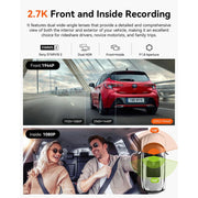 Vantrue Nexus 2X Dual Dash Cam, 2.7K Front, 1080p Interior, 5G WiFi, HDR, IR Night Vision, STARVIS 2, GPS, 24/7 Parking Mode, Voice Control, Supports 512GB