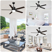 Skeven Ceiling Fans with Lights and Remote, 60 inch, Black