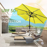 Scafild 7.5ft Outdoor Patio Umbrella with Solar-Powered LED Lights, Crank Open, Push-Button Tilt, Yellow Polyester Canopy, Steel Pole