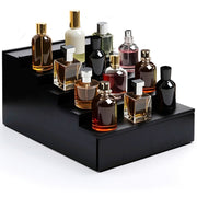 TOPNOTCHTIMBER Wooden Perfume Organizer Set, Black Pine Perfume Shelf and Acacia Tray