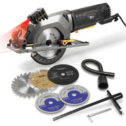 NEWONE Mini Circular Saw, 4.5 Amp, 3500 RPM, Corded Electric with Laser Guide and 6 Blades