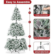 BN-LINK 5ft Flocked Pre-Lit Artificial Christmas Tree with 8 Lighting Modes