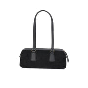 Scoop Womens East West Faux Leather Shoulder Bag, Black, Elongated Baguette Design