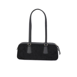 Scoop Womens East West Faux Leather Shoulder Bag, Black, Elongated Baguette Design