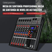 UNIFULL Audio Mixer 6 Channel Console Sound Board with 16 Digital Effects, Bluetooth Wireless Playback, USB MP3 Player, Balanced XLR and TRS Outputs, CT-60S
