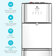 Avalon Bottom Loading Water Cooler with Filtration, Hot Cold Room Water, Stainless Steel, 3-Gallon Bottle, A3F