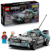 LEGO Speed Champions Time Machine from Back to the Future, Dual Build Modes, 357 Pieces, Includes Doc Brown and Marty McFly Minifigures, Ages 9+, Model 77256