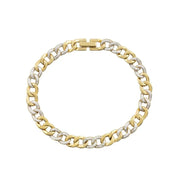 Brilliance Fine Jewelry Link Bracelet with 0.10 Carat T.W.Diamond in Sterling Silver and 14K Yellow Gold Plate For Women