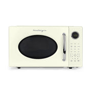 Nostalgia Retro Microwave Oven, 1.1 Cu Ft Capacity, 1000W Countertop, 8 Auto Cook Programs, Ivory