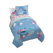 Jay Franco Disney Lilo & Stitch Paradise Dream Full Size Reversible Comforter Set, 3 Piece, Blue Cartoon Design