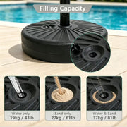 Kool 81 lb Heavy Duty Fillable Patio Umbrella Base, Fits 1.0-in to 2-in Pole Diameter, Black