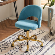Ktaxon 360-Degree Swivel Office Desk Chair, Rolling Vanity Stool, Blue Flannel Seat - Adjustable Height