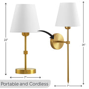 Better Homes & Gardens Indoor Convertible LED Sconce Table Lamp Set, Dimmable Warm White Light, Gold and White, 2-Pack, BHF528001798190