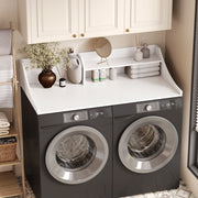 Tarnorci 54 in 2-Layer Washer Dryer Countertop with Storage Shelf and Side Safety Edge, White, XYJB-02-01
