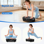 Anqdy Vibration Plate Exercise Machine, 200W Motor, 120 Speed Levels, 350 Lb Capacity, 2 Loop Bands, Remote Control, Black, AVP1801BK