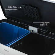 Qualiazero QZ10040 16 Gallon Dual Compartment Step On Kitchen Trash Can, Stainless Steel