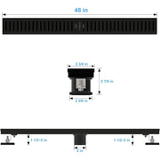 WEBANG 48IN09AMB 48 Inch Shower Linear Black Drain Rectangular Floor Drain, Matte Black