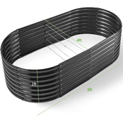 Land Guard Raised Garden Bed, Galvanized Steel, Oval, Rust Resistant, 8x4x2 ft, 2 Pack