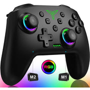 DinoFire Q218 Switch Pro Controller for Nintendo Switch, Black+RGB Light