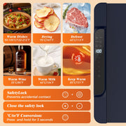 ROSYNEY Food Warming Mat, Extra Large 39.4x15 in, 10 Temperature Levels, 10-Hour Timer, Fast Heating Silicone Electric Tray, Grayish Blue