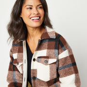 Abbott Elementary, Volume 1 Abbott Elementary Womens Shirt Jacket - BROWN MULTI PLAID LARGE