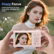 Ourlife AC-S150PRO Digital Camera, 5K Video at 20 FPS, 80MP Photos, Dual Screens, 18X Autofocus Zoom, WiFi, 64GB Card, 2 Batteries, Pink