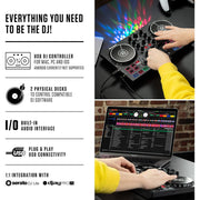 Numark Party Mix II DJ Mixer Controller Set With 2 Decks and Party Lights