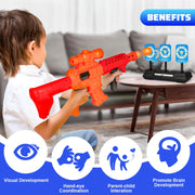 Huge Wave 801-1 Digital Shooting Targets Set with Foam Dart Blaster, Electronic Scoring, Auto Reset 3 Targets, Orange, Outdoor and Indoor Toy for Kids 5-12